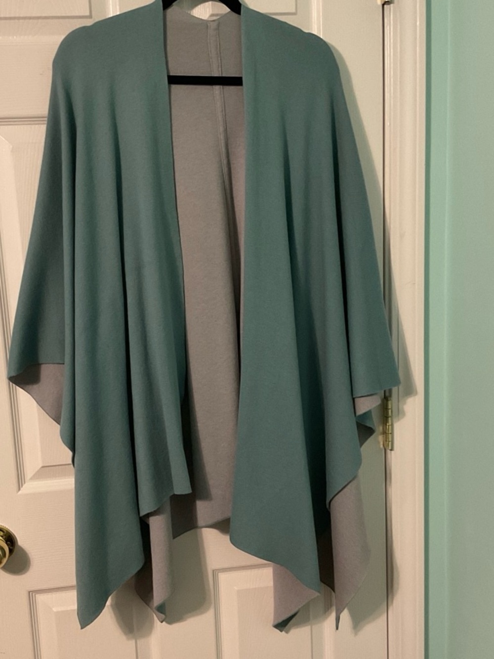 Light Teal Women's Open-Front Wrap Sweater Reversible